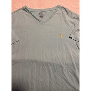 Polo Ralph Lauren Womens Light Blue V Neck T Shirt Classic Pony Logo XL